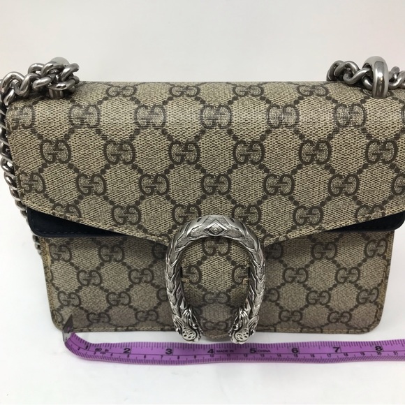 Authentic GUCCI GG Supreme Monogram Small Dionysus Bag Beige Ebony Black - Picture 7 of 16